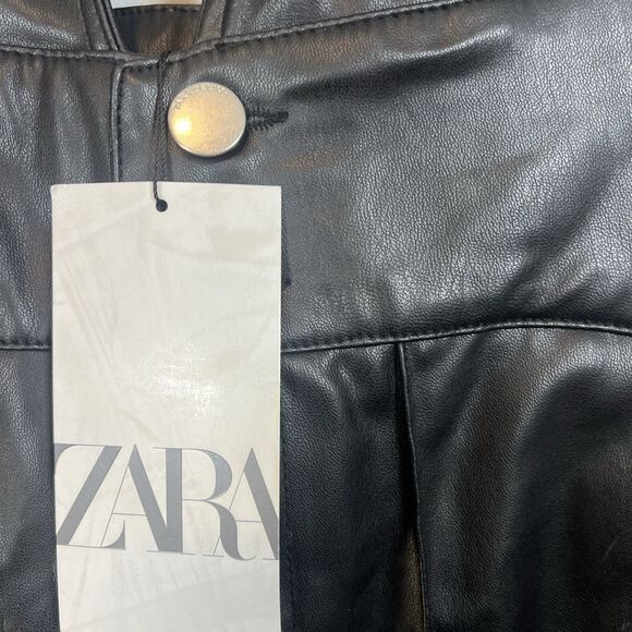 Zara Faux Leather Overalls Jumpsuit XS NWT bloggers favorite straight leg - Picture 6 of 11